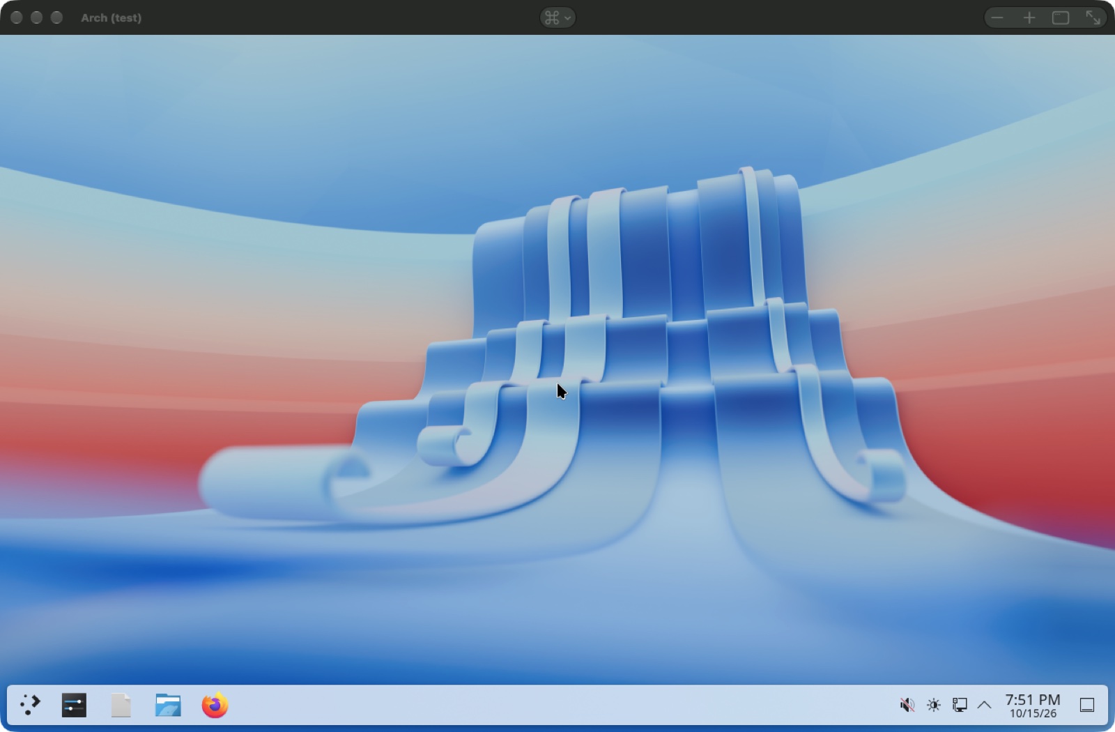 Arch Linux's KDE Plasma desktop with its taskbar